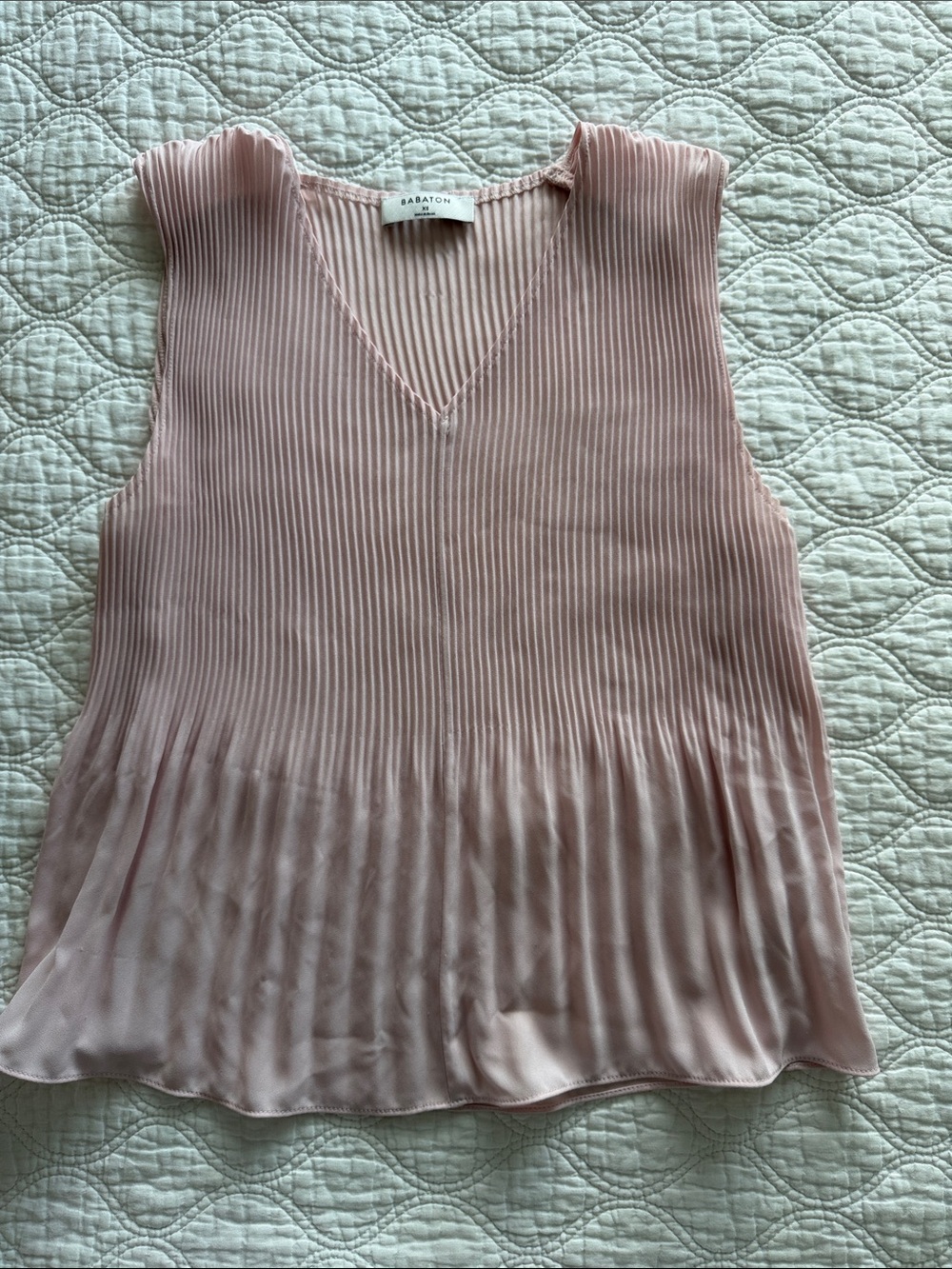 Babaton Dusty Rose Pleated V-Neck Sleeveless Camisole